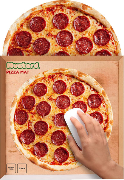Pizza muismat van mosterd - comfortabel schuim waterdicht neopreen met antislip rubberen achterkant muismat - uniek bureau accessoires cadeau-idee voor kantoormedewerkers