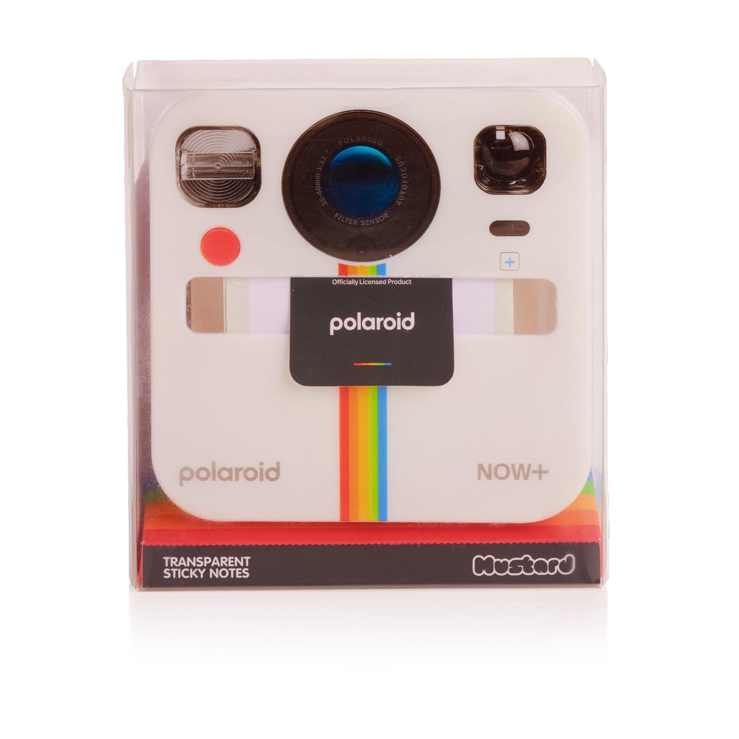 Mustard Polaroid Sticky Notes 10x4x10cm - Transparante Camera-vormige Sticky Note Dispenser voor Fun & Functionele Bureau Organisatie