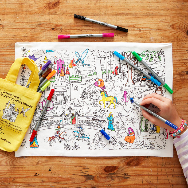 Eat Sleep Doodle - Placemat om te Kleuren - Sprookjes