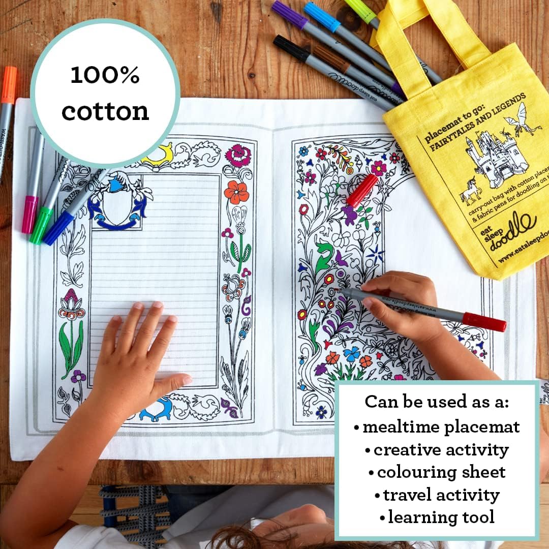 Eat Sleep Doodle - Placemat om te Kleuren - Sprookjes