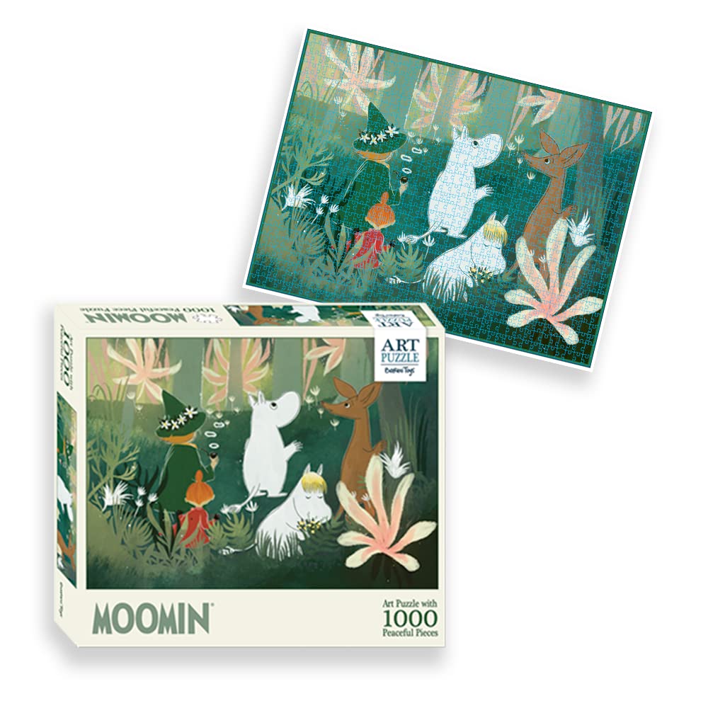 Barbo Toys - Mumins Puzzel Green Art – Mumin puzzel 1000 stukjes – puzzel voor volwassenen met illustraties uit de Mumin Tal – kleurrijke afbeeldingen van de Mumin-trol 70 cm x 50 cm