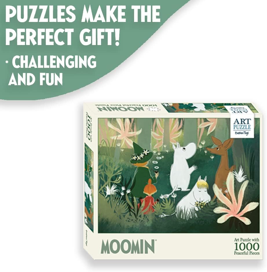 Barbo Toys - Mumins Puzzel Green Art – Mumin puzzel 1000 stukjes – puzzel voor volwassenen met illustraties uit de Mumin Tal – kleurrijke afbeeldingen van de Mumin-trol 70 cm x 50 cm