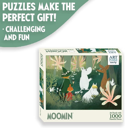 Barbo Toys - Mumins Puzzel Green Art – Mumin puzzel 1000 stukjes – puzzel voor volwassenen met illustraties uit de Mumin Tal – kleurrijke afbeeldingen van de Mumin-trol 70 cm x 50 cm