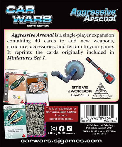 Steve Jackson Games SJG Car Wars Aggresive Arsenal - Espansione RPG da tavolo - da 2 a 4 giocatori e dai 10 anni in su
