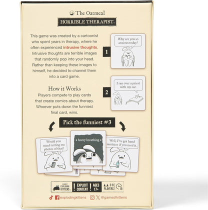 Exploding Kittens Horrible Therapist: Base Edition 3-8 Players - Ages 17+ - 15 Minutes to Play - Comic Building Game - Card Game, Ideal for Family Night Fun, Teens and Adult