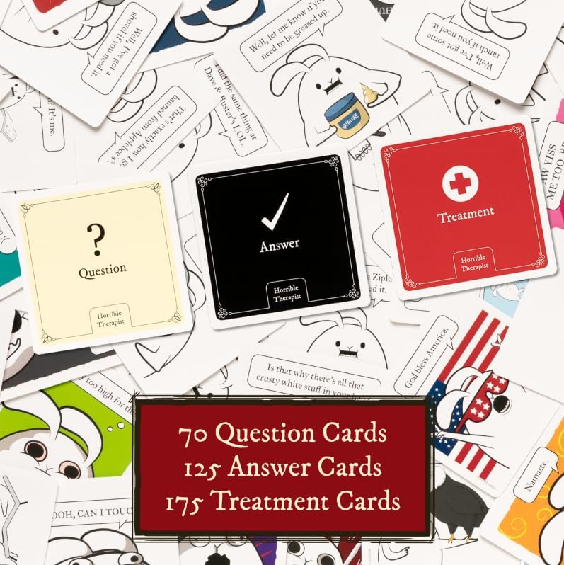 Exploding Kittens Horrible Therapist: Base Edition 3-8 Players - Ages 17+ - 15 Minutes to Play - Comic Building Game - Card Game, Ideal for Family Night Fun, Teens and Adult
