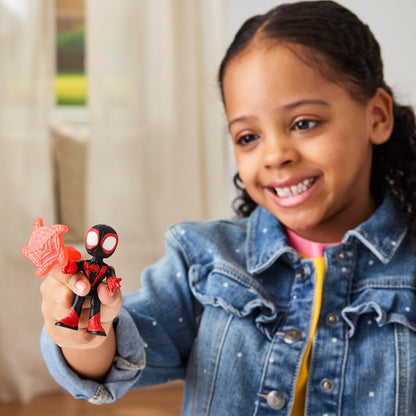 SPIDEY AND HIS AMAZING FRIENDS Marvel Miles 'Spin' Morales Toy with Accessory, Black, Red