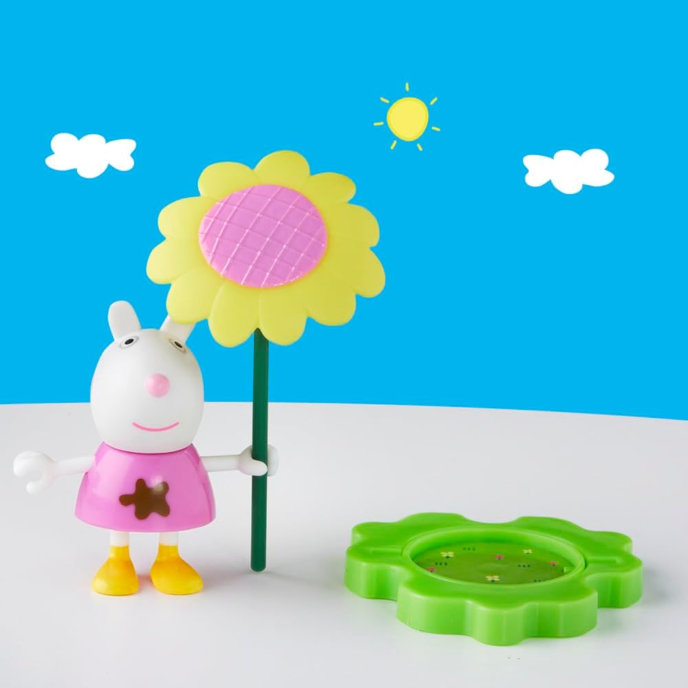 Peppa Pig Muddy Puddle Suzy Figure with Umbrellas and Flower Accessories, Preschool Toy for Girls and Boys from 3 Years