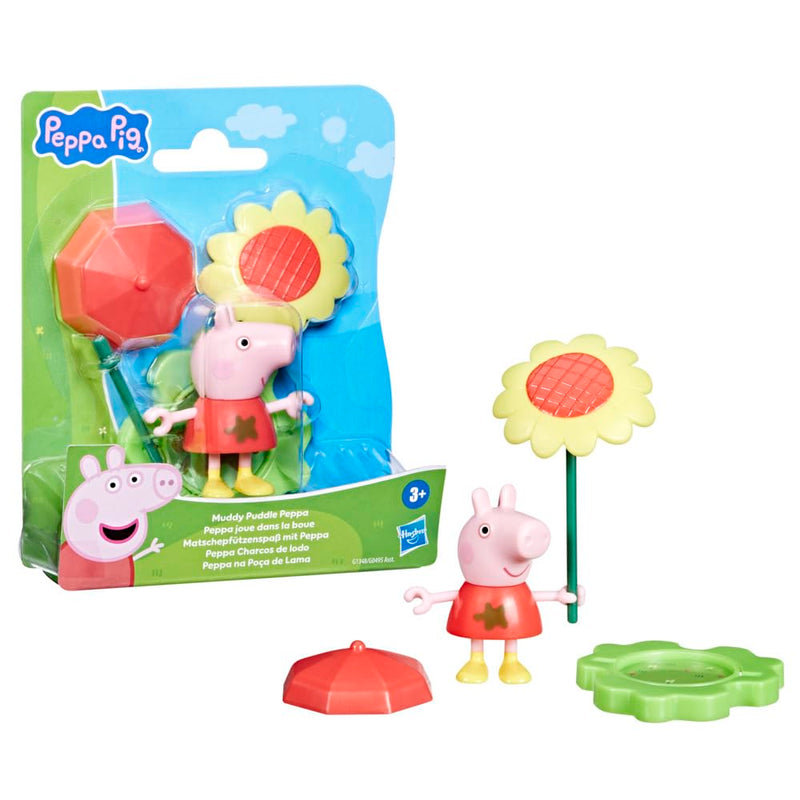 Peppa Pig Peppa Figurine with Umbrella and Flower Accessories, Preschool Toys for Girls and Boys Age 3+