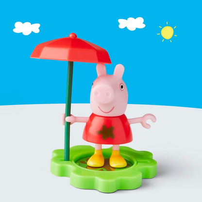 Peppa Pig Peppa Figurine with Umbrella and Flower Accessories, Preschool Toys for Girls and Boys Age 3+