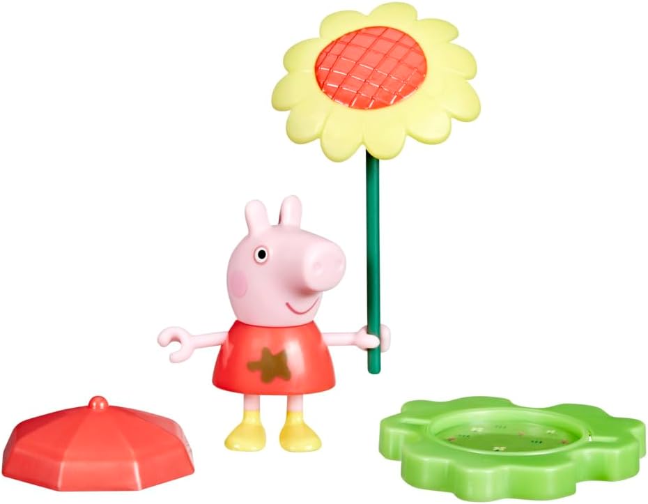 Peppa Pig Peppa Figurine with Umbrella and Flower Accessories, Preschool Toys for Girls and Boys Age 3+