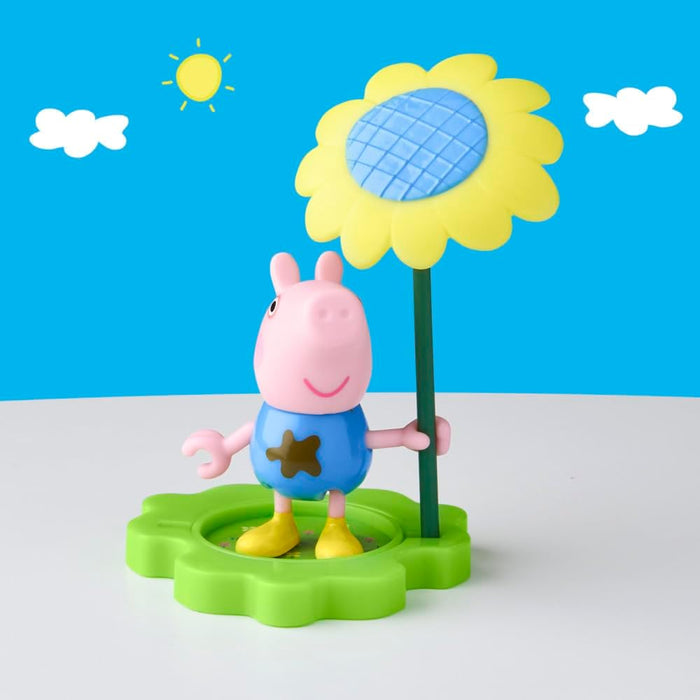 Peppa Pig Muddy Puddle George Figure with Umbrella and Flower Accessories, Preschool Toy for Boys and Girls Aged 3+