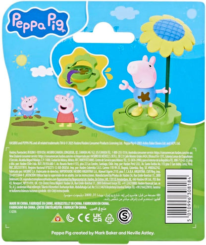 Peppa Pig Muddy Puddle George Figure with Umbrella and Flower Accessories, Preschool Toy for Boys and Girls Aged 3+