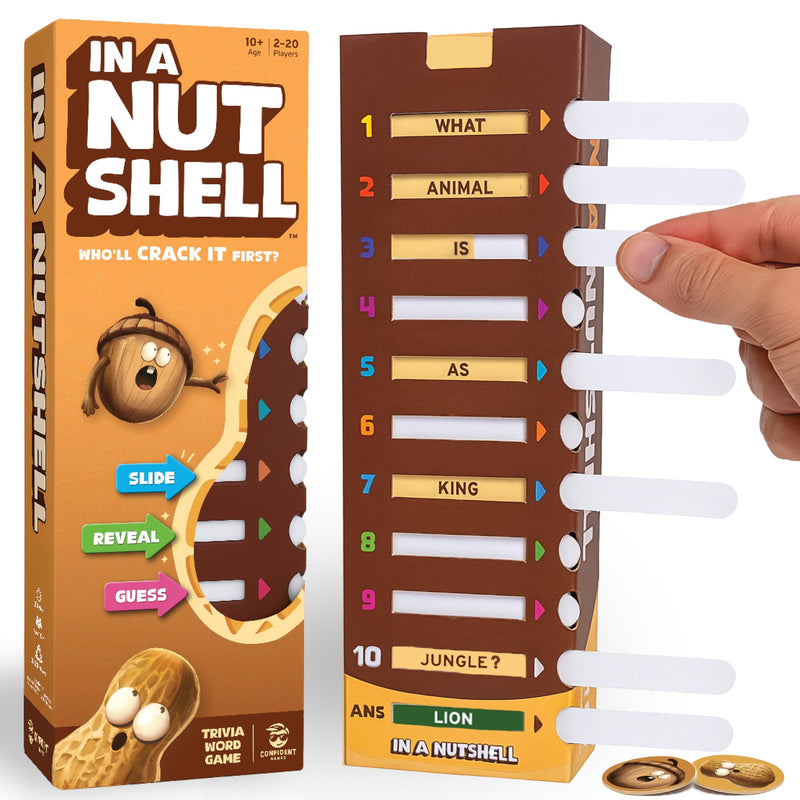 In A Nutshell - Slide & Guess Word Game | Must-have Birthday Present & Stocking Filler | Family Party & Board Game for Game Nights for Adults, Kids 10+, Teens, Families