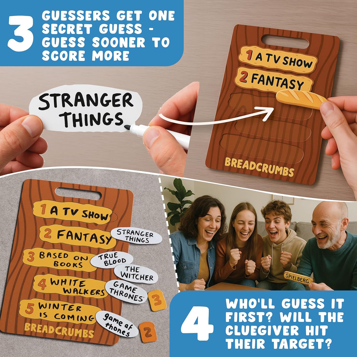 Breadcrumbs - Secret Clue Guessing Game | Family Party Word Board Game for Adults, Kids 10+, Teens, Families | 3-16 players, Ages 10+
