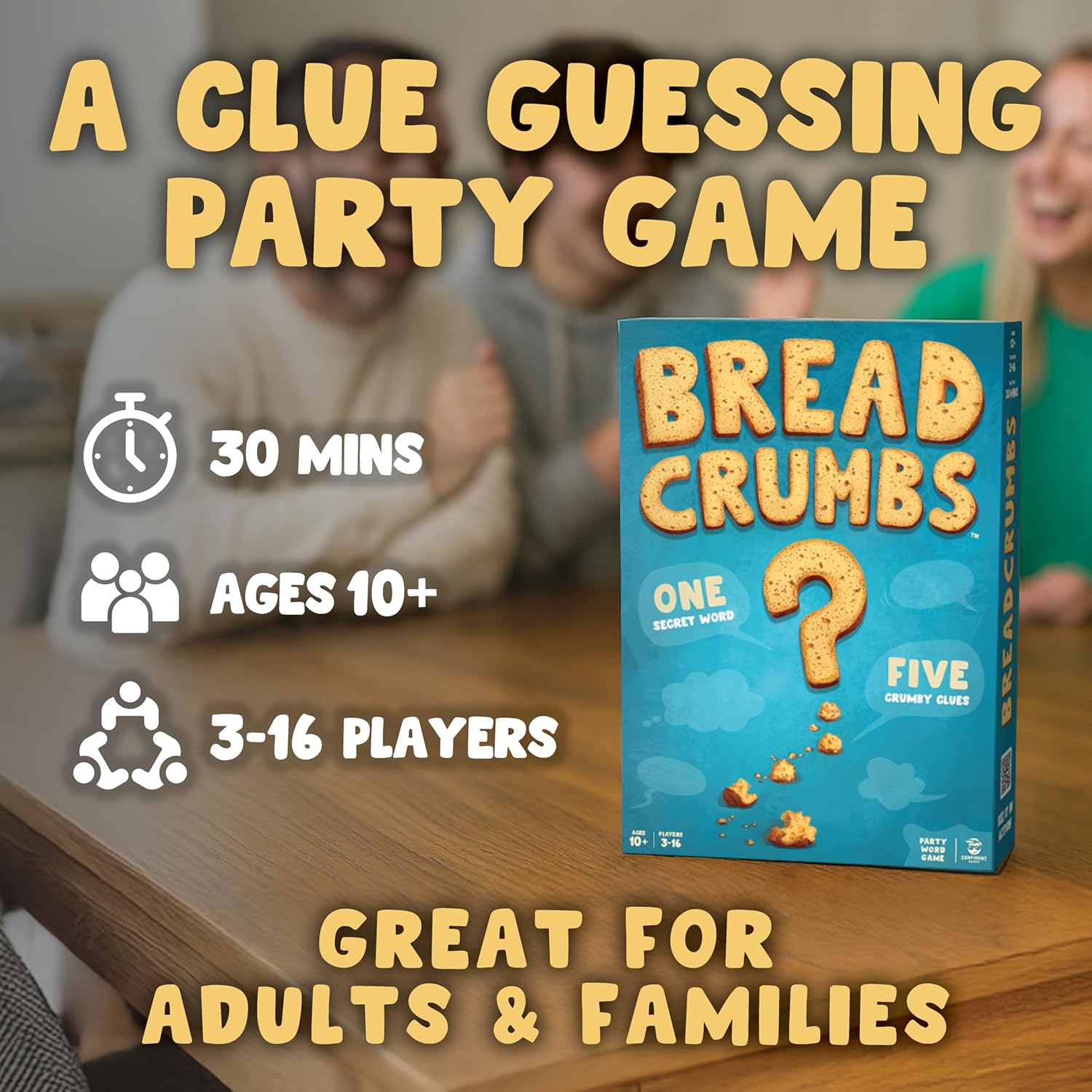 Breadcrumbs - Secret Clue Guessing Game | Family Party Word Board Game for Adults, Kids 10+, Teens, Families | 3-16 players, Ages 10+