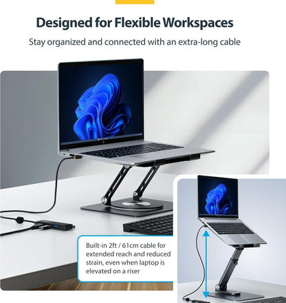 StarTech.com 4-Port USB-A Hub, 5Gbps, Bus Powered, 4x USB-A Mini Hub, Extra Long 2ft/61cm Host Cable, PCR Plastic