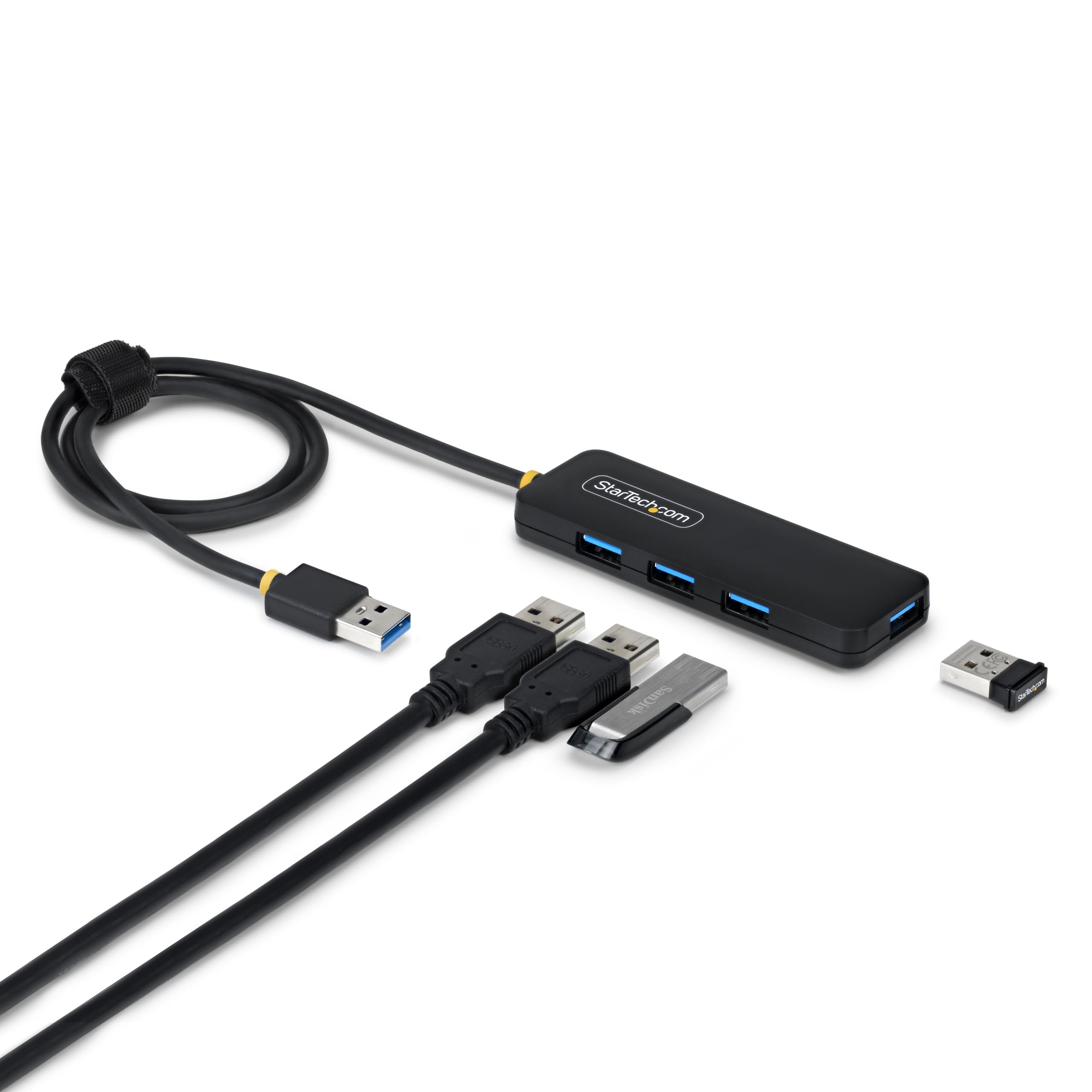 StarTech.com 4-Port USB-A Hub, 5Gbps, Bus Powered, 4x USB-A Mini Hub, Extra Long 2ft/61cm Host Cable, PCR Plastic