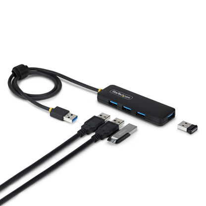 StarTech.com 4-Port USB-A Hub, 5Gbps, Bus Powered, 4x USB-A Mini Hub, Extra Long 2ft/61cm Host Cable, PCR Plastic