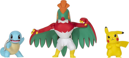Pokémon PKW2807 - Battle Figures Set - Pikachu, Schiggy, Resladero - Official Detailed Figures, Each 5 cm