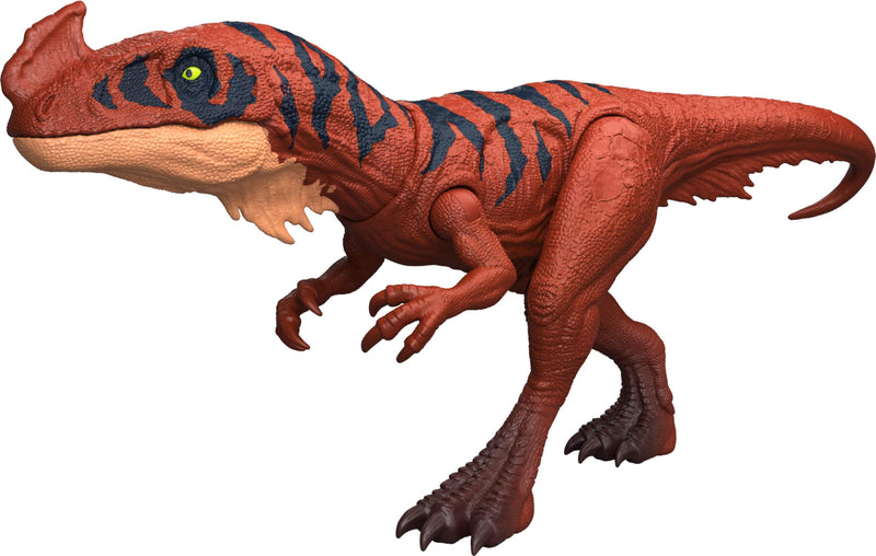 Mattel Jurassic World Wild Roar Afrovenator Dinosaur Action Figure Toy, Attack Action & Lights & Roar Sound, Scan Code for Digital Play, JKL76