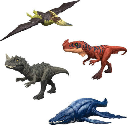 Mattel Jurassic World Wild Roar Afrovenator Dinosaur Action Figure Toy, Attack Action & Lights & Roar Sound, Scan Code for Digital Play, JKL76