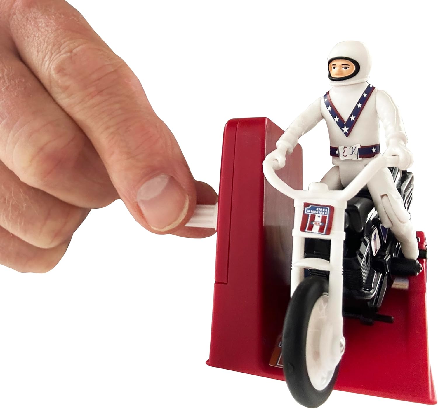 World's Smallest Evel Knievel Miniature Classic Wind Up Toy | Features Rider, Stunt Cycle, and Energizer Launcher | Action Figure | for Ages 8 and up