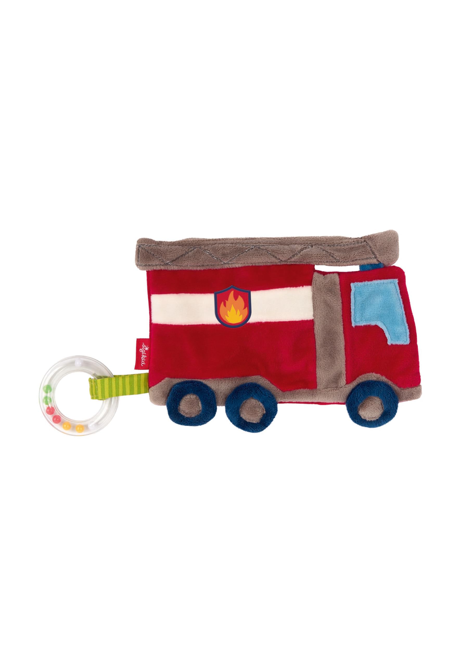 SIGIKID 42304 Aktiv-Knistertuch Feuerwehr PlayQ Mädchen und Jungen Babyspielzeug empfohlen ab Geburt rot, 1 Stück (1er Pack