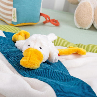 SIGIKID 42594 Mini Ente Cuddly Gadgets Mädchen und Jungen Babyspielzeug empfohlen ab Geburt weiß/gelb