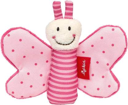 Sigikid Greifling Schmetterling, RedStars Babyspielzeug mit Knisterfolie: greifen, entdecken, spielen, für Babys ab Geburt, Art.-Nr. 42834, pink-rosa, 9x12x2 cm