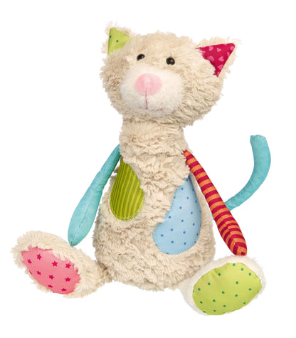 SIGIKID 42842 Stofftier Katze Patchwork Sweety Kuscheltier zum Spielen & Schmusen aus weichem Materialmix für Babys und Kinder, Jungen und Mädchen von 0 Monaten bis 8 Jahren Mehrfarbig/Katze 30 cm