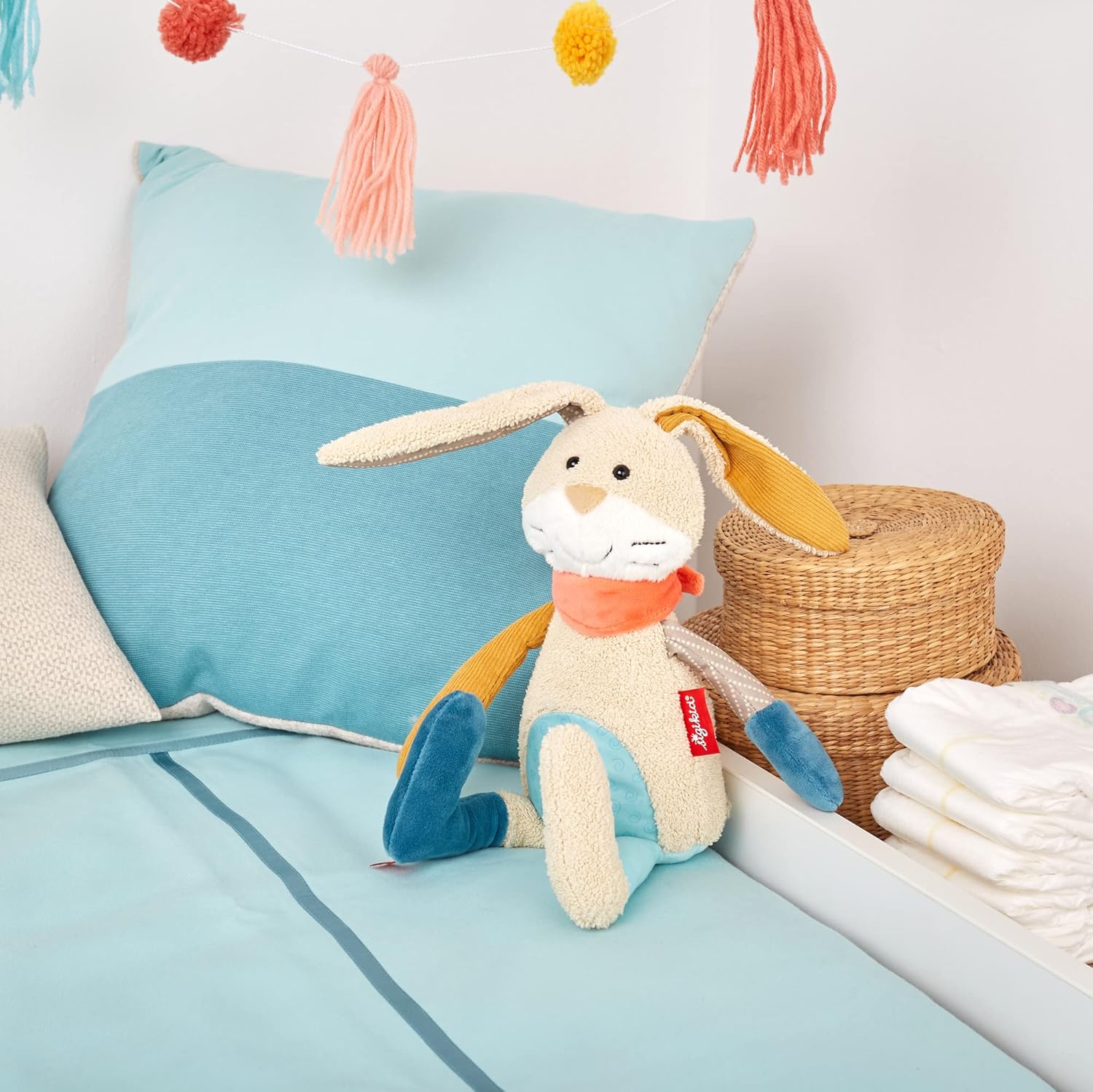 SIGIKID 42851 Knuffeldier, haas, patchwork, knuffeldier om te spelen en te knuffelen, van zachte materiaalmix, voor baby's en kinderen, jongens en meisjes van 0 maanden tot 8 jaar, meerkleurig, haas