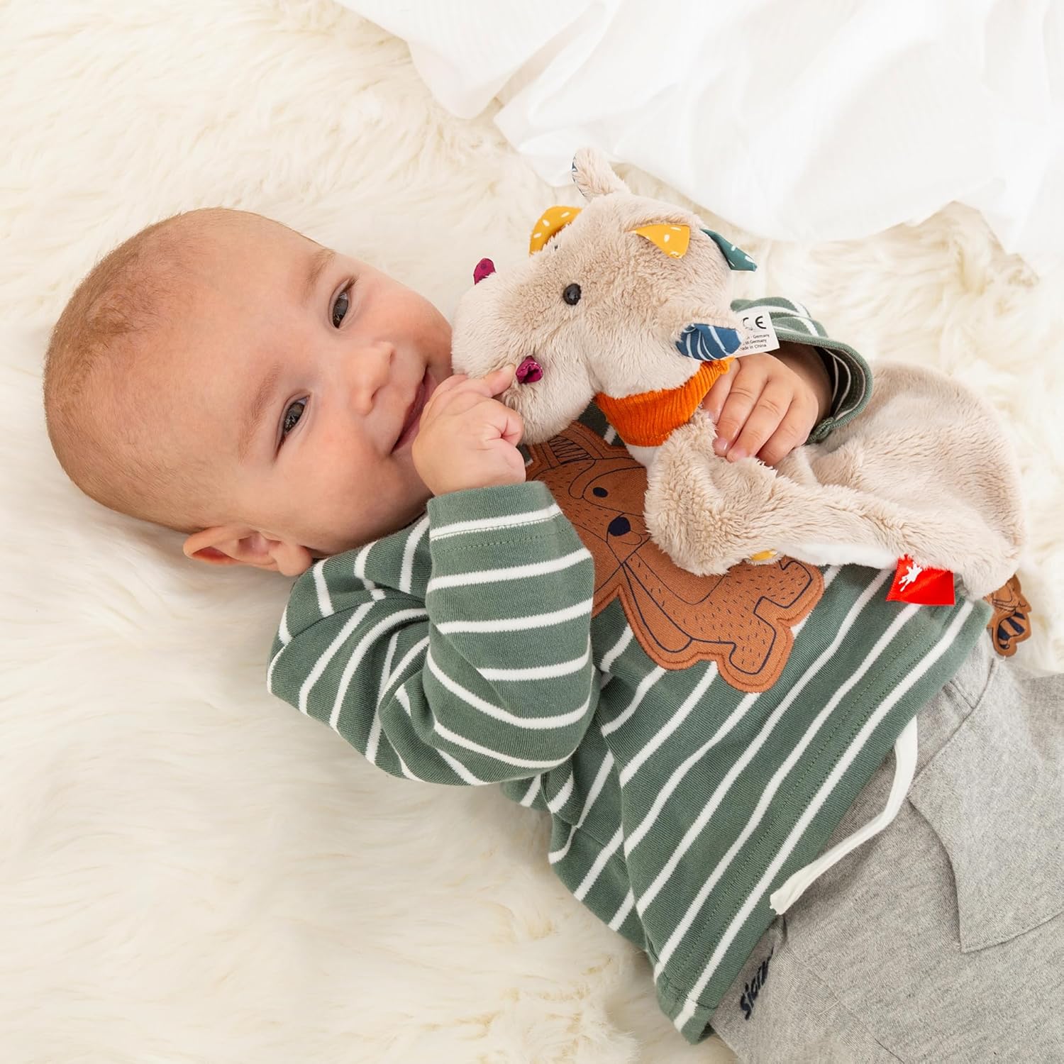Sigikid Schnuffeltuch Drache grau Baby Schmusetuch - Spielzeug Stofftier Kuscheltier – Stofftuch für Neugeborene - Plüschtier zum Trösten für Babys und Kleinkinder ab Geburt geeignet