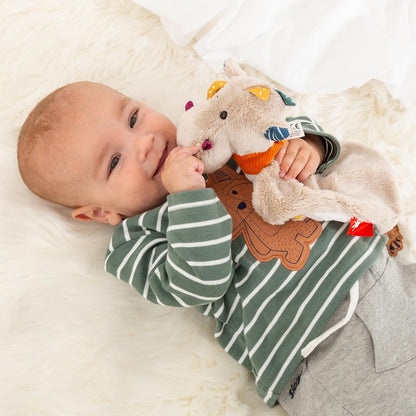 Sigikid Schnuffeltuch Drache grau Baby Schmusetuch - Spielzeug Stofftier Kuscheltier – Stofftuch für Neugeborene - Plüschtier zum Trösten für Babys und Kleinkinder ab Geburt geeignet