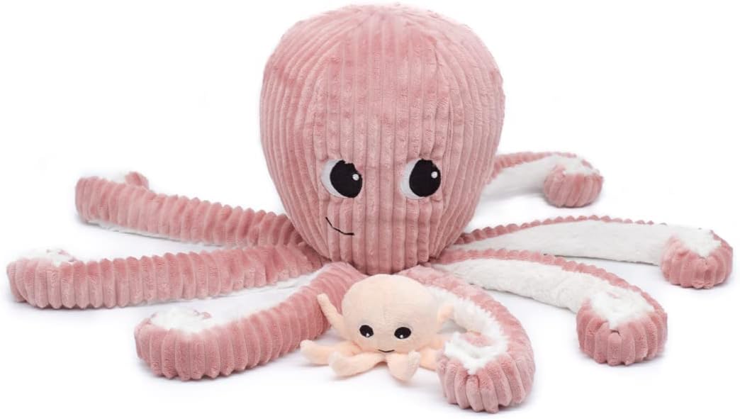 Filou de Octopus met Baby - Koraalroze