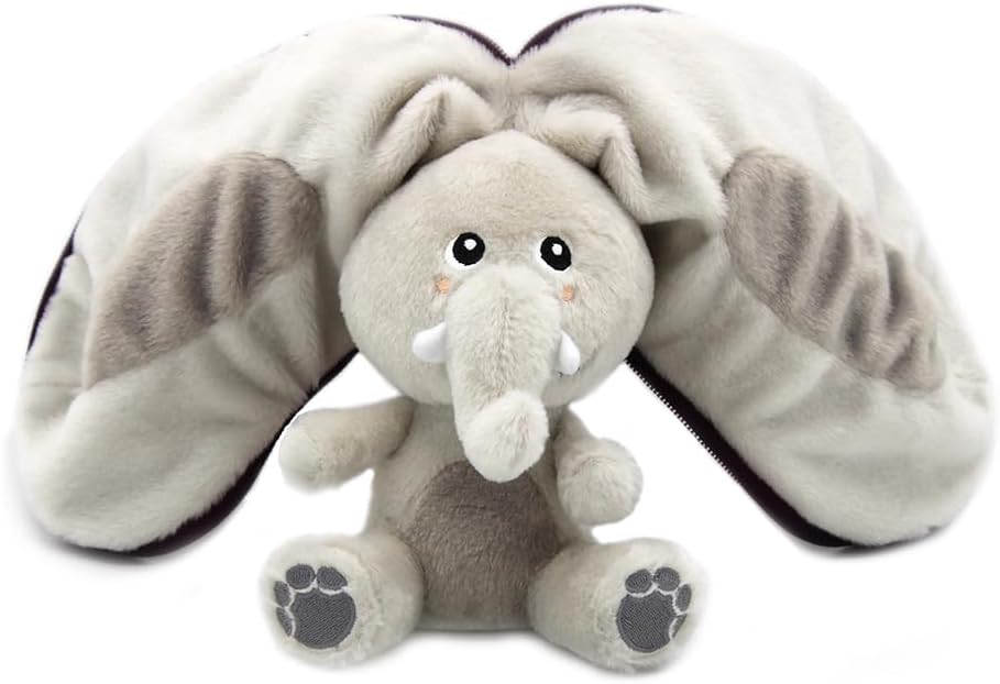 LES DÉGLINGOS - Veggie Serie - Snoep Velvet Olifant/Aubergine - Olifant Omkeerbare Verbergt - Zachte Pluche Baby - Geboortecadeau-ideeën