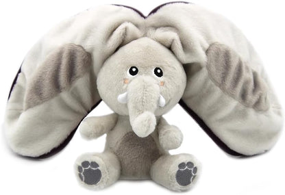 LES DÉGLINGOS - Veggie Serie - Snoep Velvet Olifant/Aubergine - Olifant Omkeerbare Verbergt - Zachte Pluche Baby - Geboortecadeau-ideeën