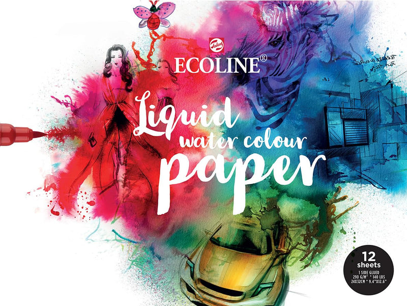 Ecoline Liquid Watercolour Paper Pad, 140lb. Kouddruk, 12 vellen, 9.4" x 12.6"