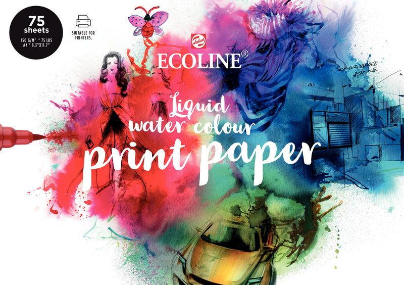 Ecoline Papier - Aquarel Printer Papier A4 21x29.7cm 150g/m² 75 Vellen - Ideaal voor Digitaal & Vloeibaar Kunstwerk