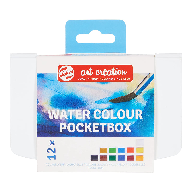 Talens Art Creation Aquarelverf Pocket Box met 12 Kleuren, Penseel & Spons | Schilderen voor Volwassenen
