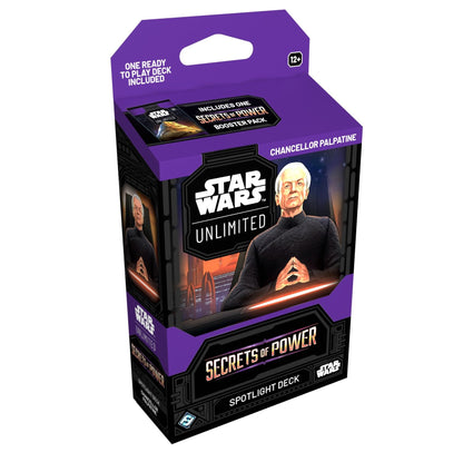 Asmodee Star Wars: Unlimited TCG Secrets of Power Chancellor Palpatine SPOTLIGHT DECK - Pre-Built 50-Card Ready-to-Play Deck with Booster Pack, Ages 12+, 2+ Players, 20 Minute Playtime