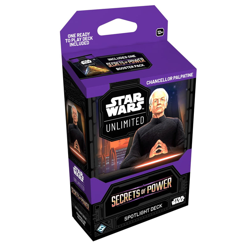 Asmodee Star Wars: Unlimited TCG Secrets of Power Chancellor Palpatine SPOTLIGHT DECK - Pre-Built 50-Card Ready-to-Play Deck with Booster Pack, Ages 12+, 2+ Players, 20 Minute Playtime