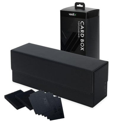 Vault X Trading Card Storage Box, Premium Exo-Tec Material, Detachable Magnetic Lid, Dividers & Foam Fillers, Organise Deck Boxes, Toploaders, Sleeved Cards, for Collectible Games, Sports, TCG (Black