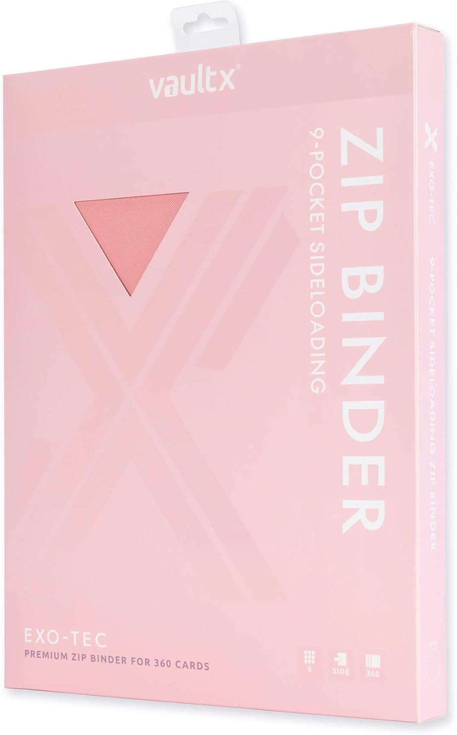 Vault X 9 Pocket Trading Card Zip Binder, 360 Cards, Premium Exo-Tec Album Material, 20 Side-Loading Pages, Folder for Collectible Games, Sports, TCG (Pink