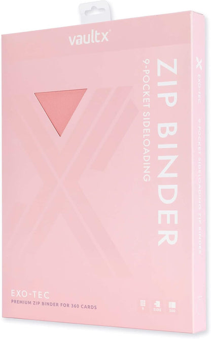 Vault X 9 Pocket Trading Card Zip Binder, 360 Cards, Premium Exo-Tec Album Material, 20 Side-Loading Pages, Folder for Collectible Games, Sports, TCG (Pink
