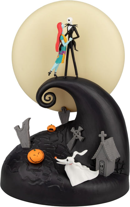 Paladone Nightmare Before Christmas Diorama Light, 30cm LED Spiral Hill Lamp with Jack & Sally Figurines, USB Powered with Warm & Cool Light Modes, Home Decor for Fans