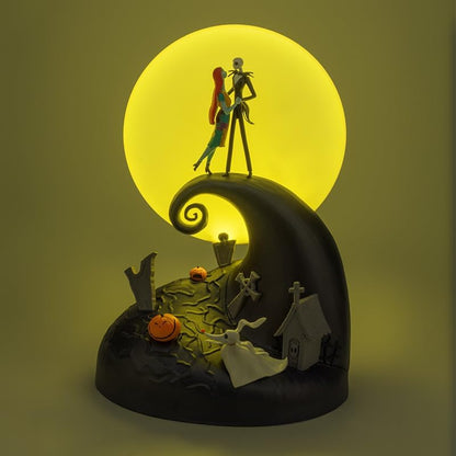 Paladone Nightmare Before Christmas Diorama Light, 30cm LED Spiral Hill Lamp with Jack & Sally Figurines, USB Powered with Warm & Cool Light Modes, Home Decor for Fans