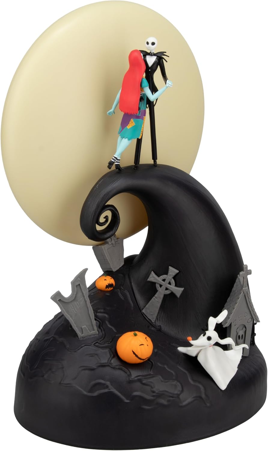 Paladone Nightmare Before Christmas Diorama Light, 30cm LED Spiral Hill Lamp with Jack & Sally Figurines, USB Powered with Warm & Cool Light Modes, Home Decor for Fans