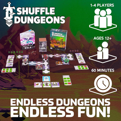 Shuffle Dungeons Board Game - Solo and Co-op Dungeon Crawler for 1-4 Players