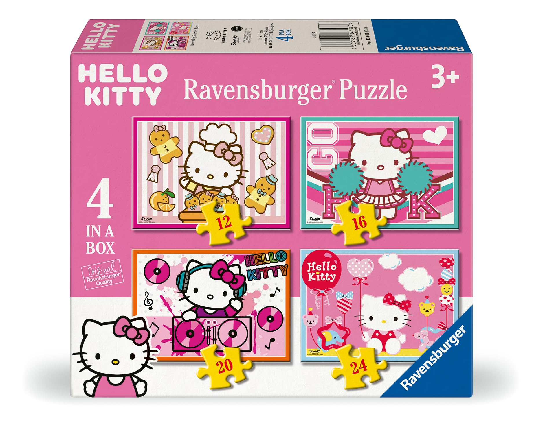 Ravensburger Hello Kitty Toys and Gifts - 4 in a Box Jigsaw Puzzles for Kids Age 3 Years Up - 12, 16, 20, 24 piece - 2025 Edition